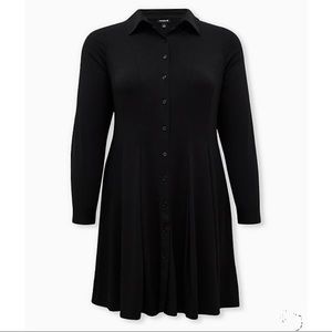 BLACK STUDIO KNIT A-LINE SHIRT DRESS